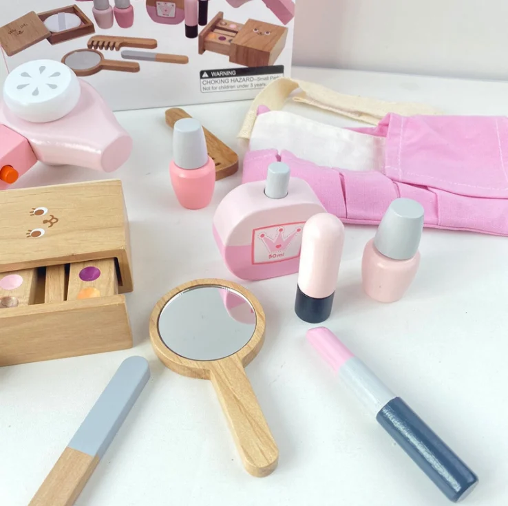 2020 популярная развивающая игрушка розовый притворный игровой туалетный столик деревянные игрушки для