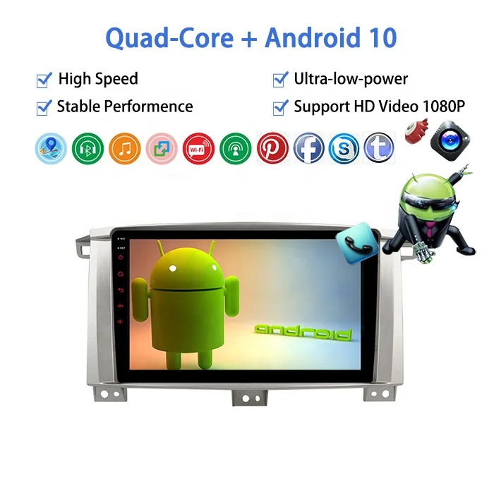 9inch 2Din Android 10 System Full Touch Screen Car radio For Toyota Land Cruiser LC 100 GXR 2002-2007 Car Player