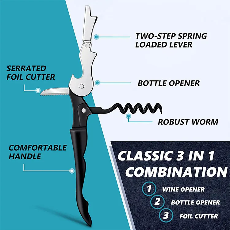 Многоцветный Классический штопор для официанта винный ключ двойной с петлей бутылок вина пива ресторана бара