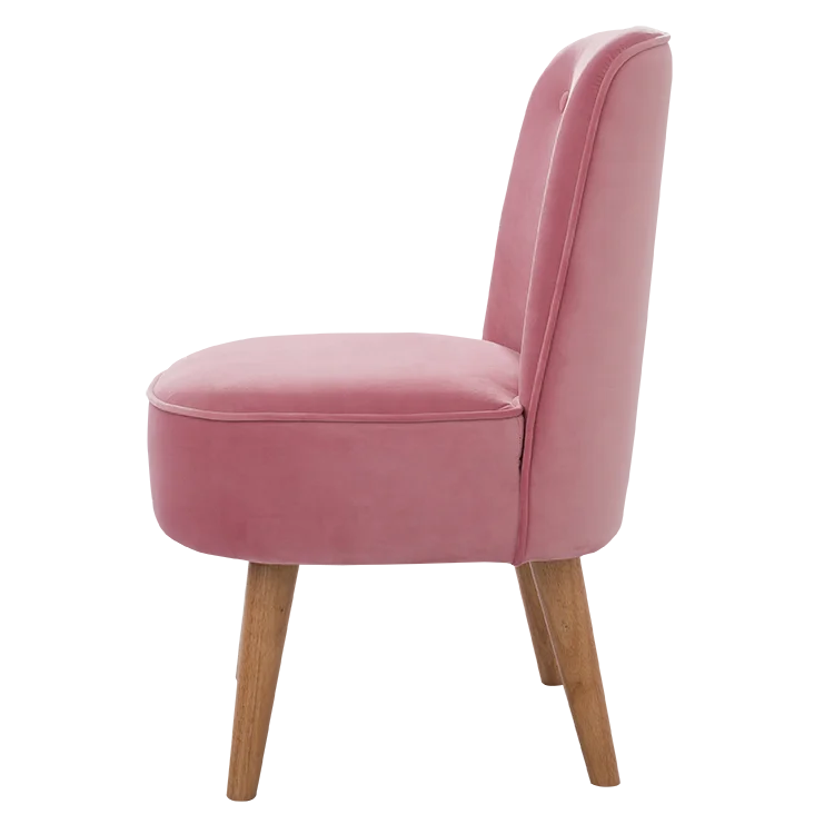 Luxury Modern Single Sofa Living Room Velvet Accent Chair Pink Wood Legs Fabric Chair
