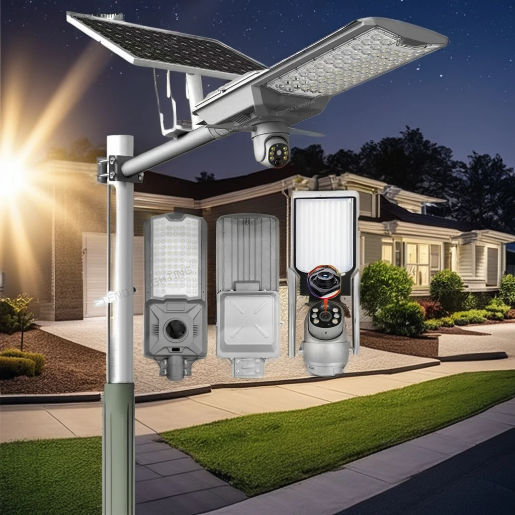 800 Вт уличная Солнечная лампа для мониторинга CCTV Беспроводная 4MP камера с 4G Wifi светодиодный источник света дорожного алюминиевого корпуса IP67