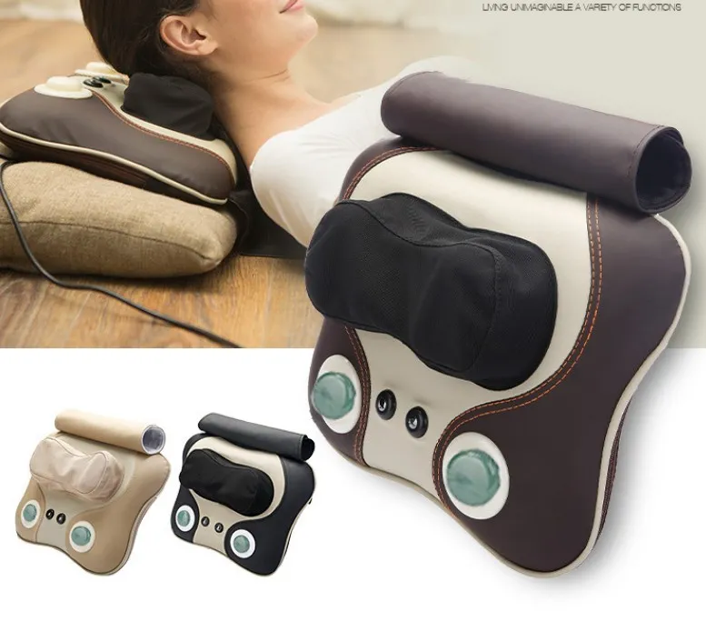 YOUMAY Mini Portable Shiatsu Inflatable Neck Massager Pillow With Heating Function For Travel, Office
