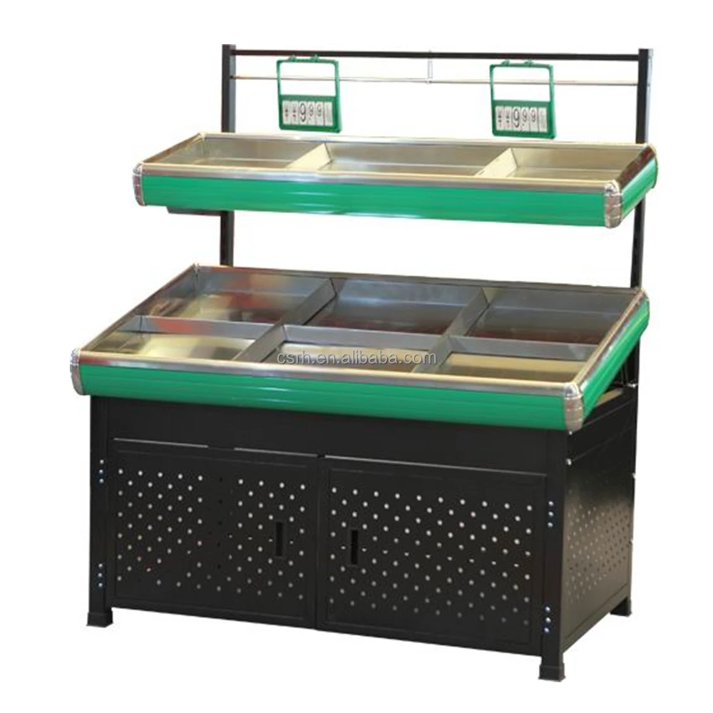 Double layer Vegetable & Fruit Rack Display shelf