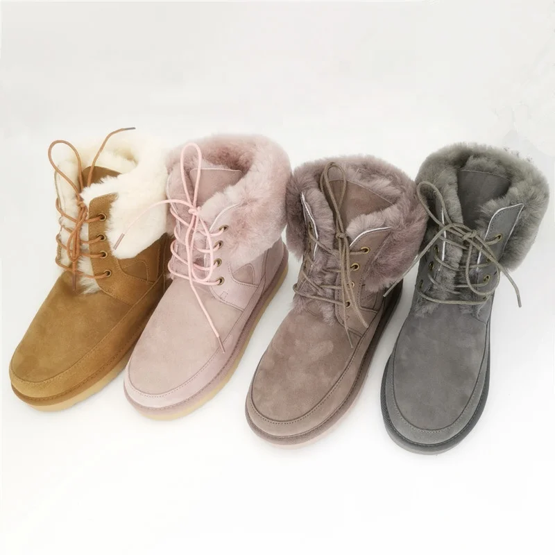 
HQB-WS012 wholesale winter boots custom premium quality snow boots winter genuine sheepskin boots for girls 