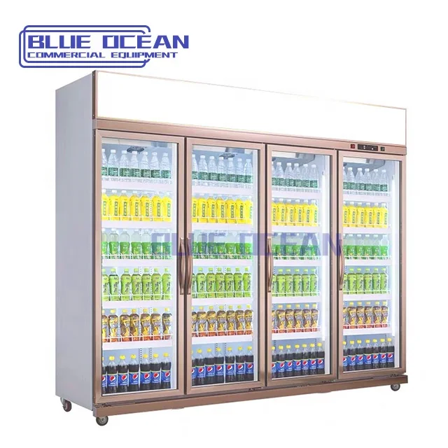 high quality wholesale auto-defrost glass door showcase refrigerators