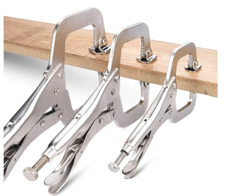 Heavy duty Welding clamps C type clamp muti functional locking pliers with round nose and soft handle