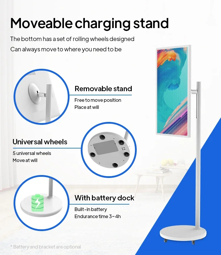 Hot sale Touch Panel Android 12 Mobile smart screen with Stand Invertible IPS Display Wireless Cast TV Live Streaming