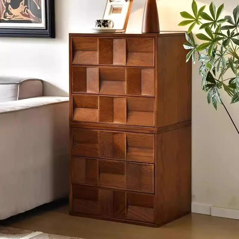 Modern Antique White Solid Living Room Wall Cabinet Free Combination Ash Wooden Bucket TV Stand Bedroom Nightstand Home