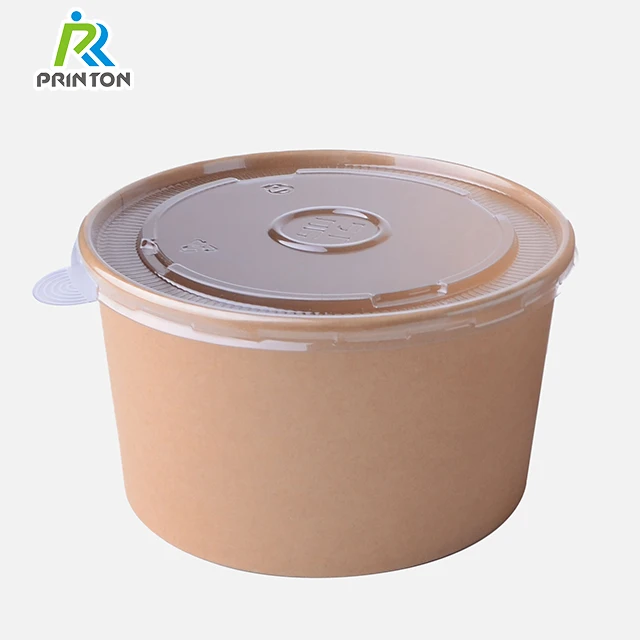 Custom disposable kraft paper boxes food storage containers packaging paper salad bowl