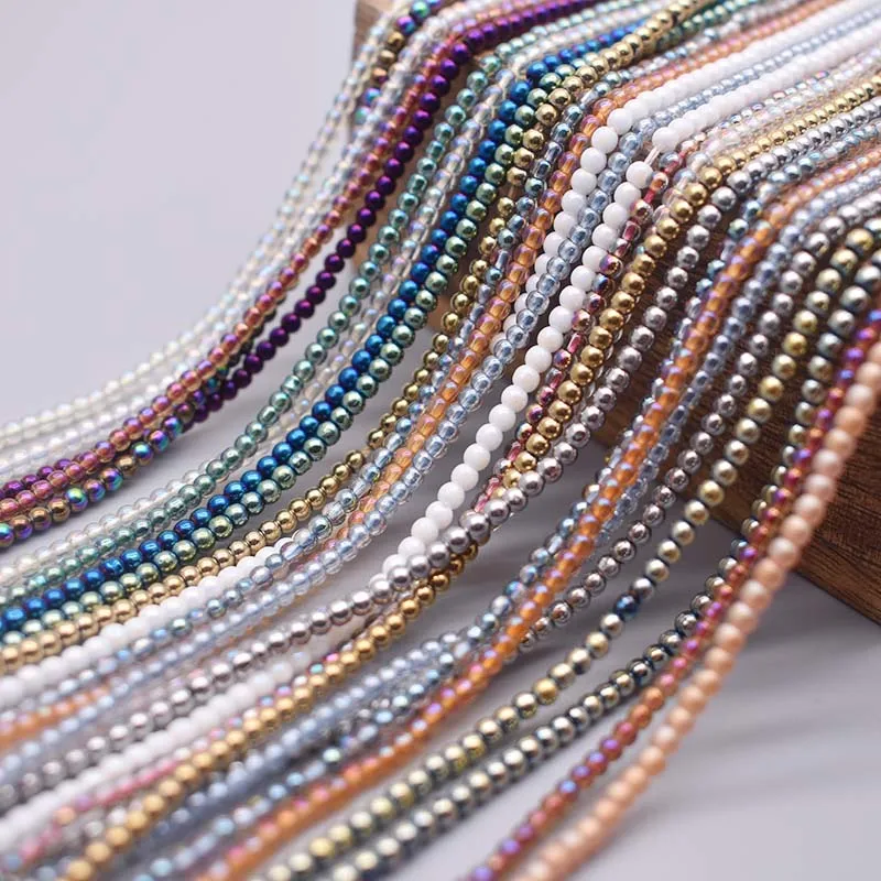 2mm 172pcs/Lot Crystal glass Beads colorful Round Glass Beads for jewelry making Loose Spacer glass seed Beads DIY