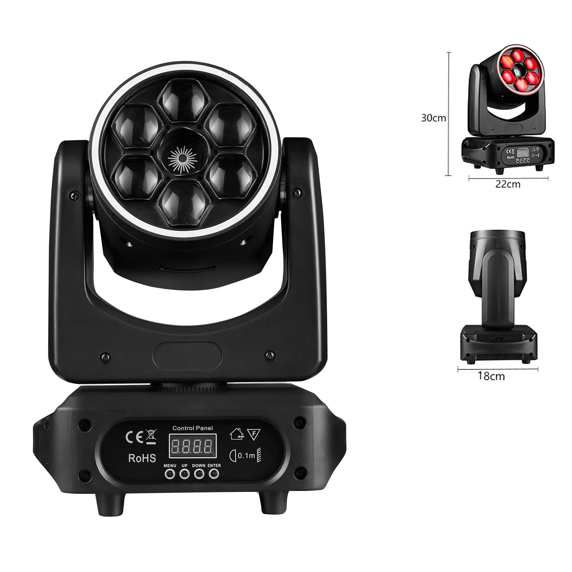 Mini bee eye 6x15w RGBW 4 in1 LED Bee Eye Laser Rotating Beam Effect Club Moving Head DJ Disco Event Stage Light With Hola Ring