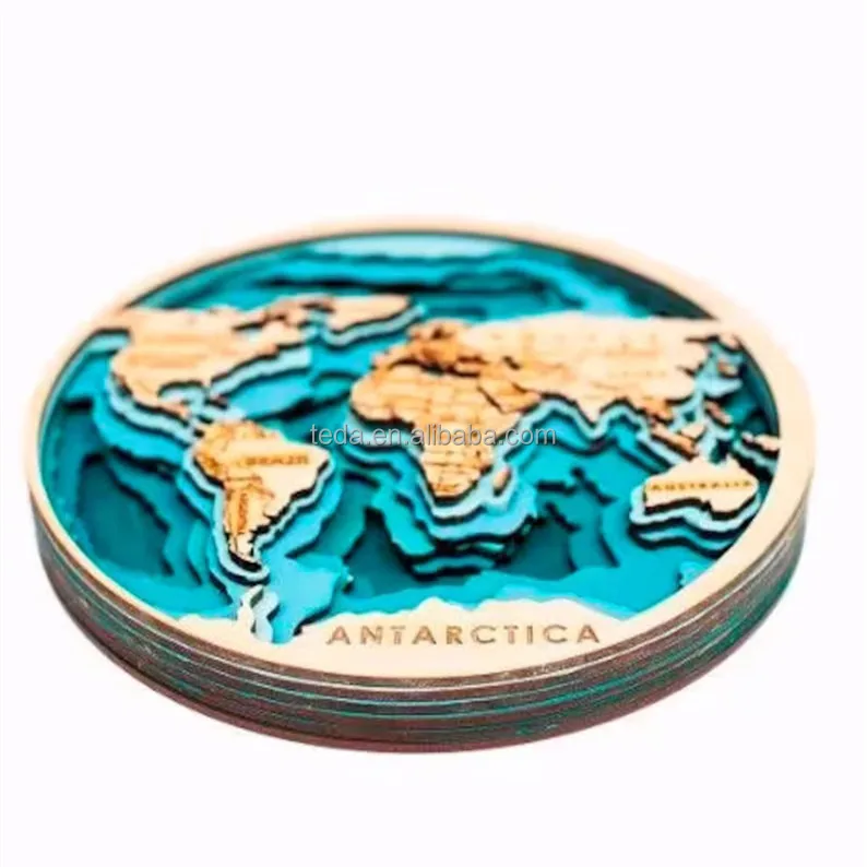 15years factory Custom Wooden  world Map laser cut 6 layers 3d Map home wall decoration art and crafts