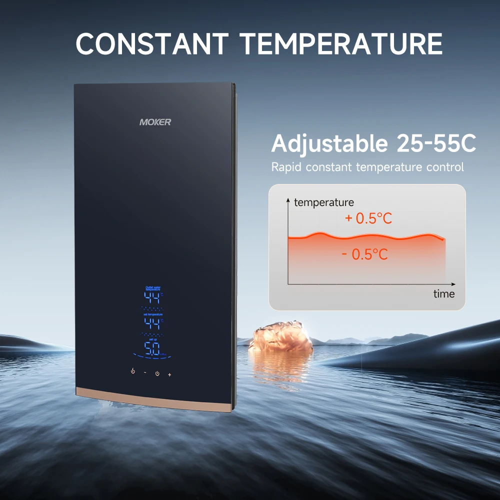 Moker Brand 220V 5500W 8800W Touch  Control Electric Tankless Water Heater Bathroom Hot Shower Instant Water Heaters