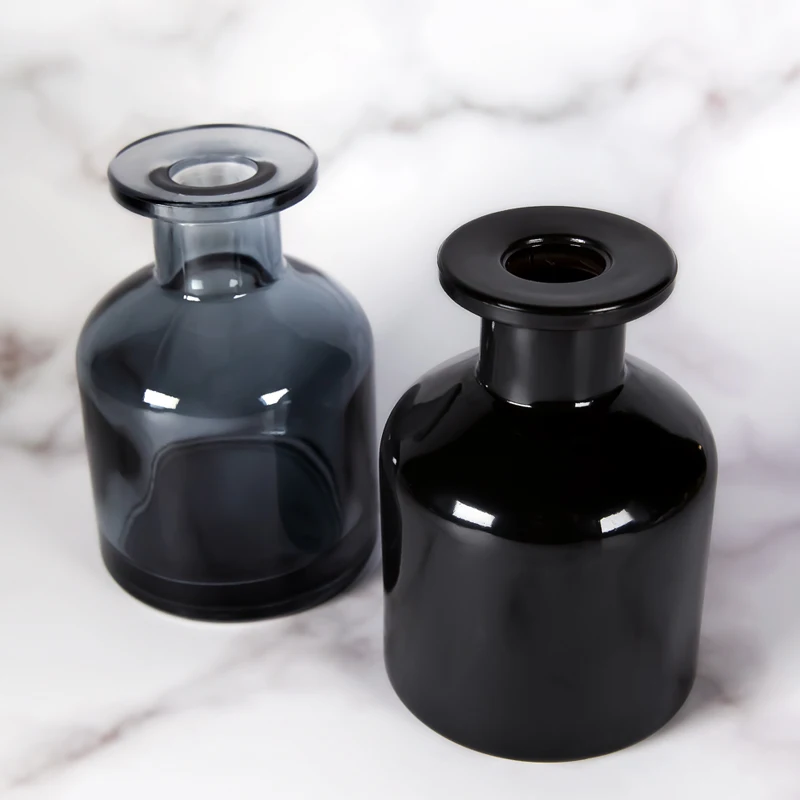 100ml 150ml Empty Bright Black Round Glass Reed Diffuser Bottles with Rubber Stopper