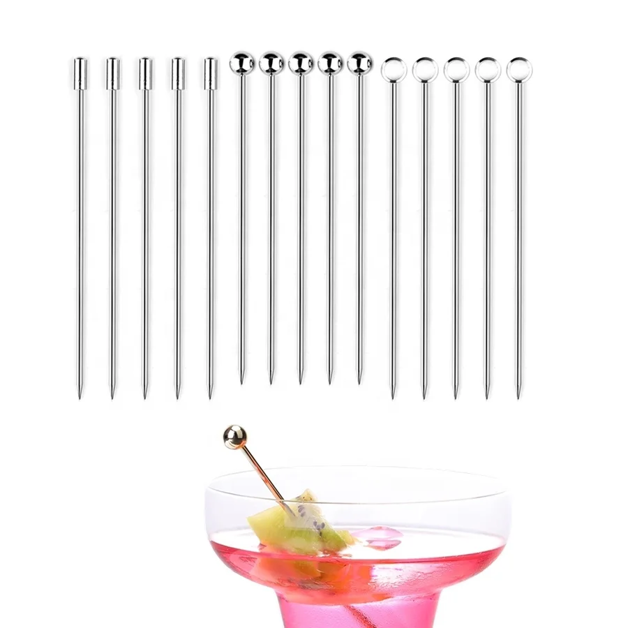 Martini Picks Reusable Metal Martini Olive Skewers Drink Skewers Martini Sticks Stainless Steel Cocktail Picks