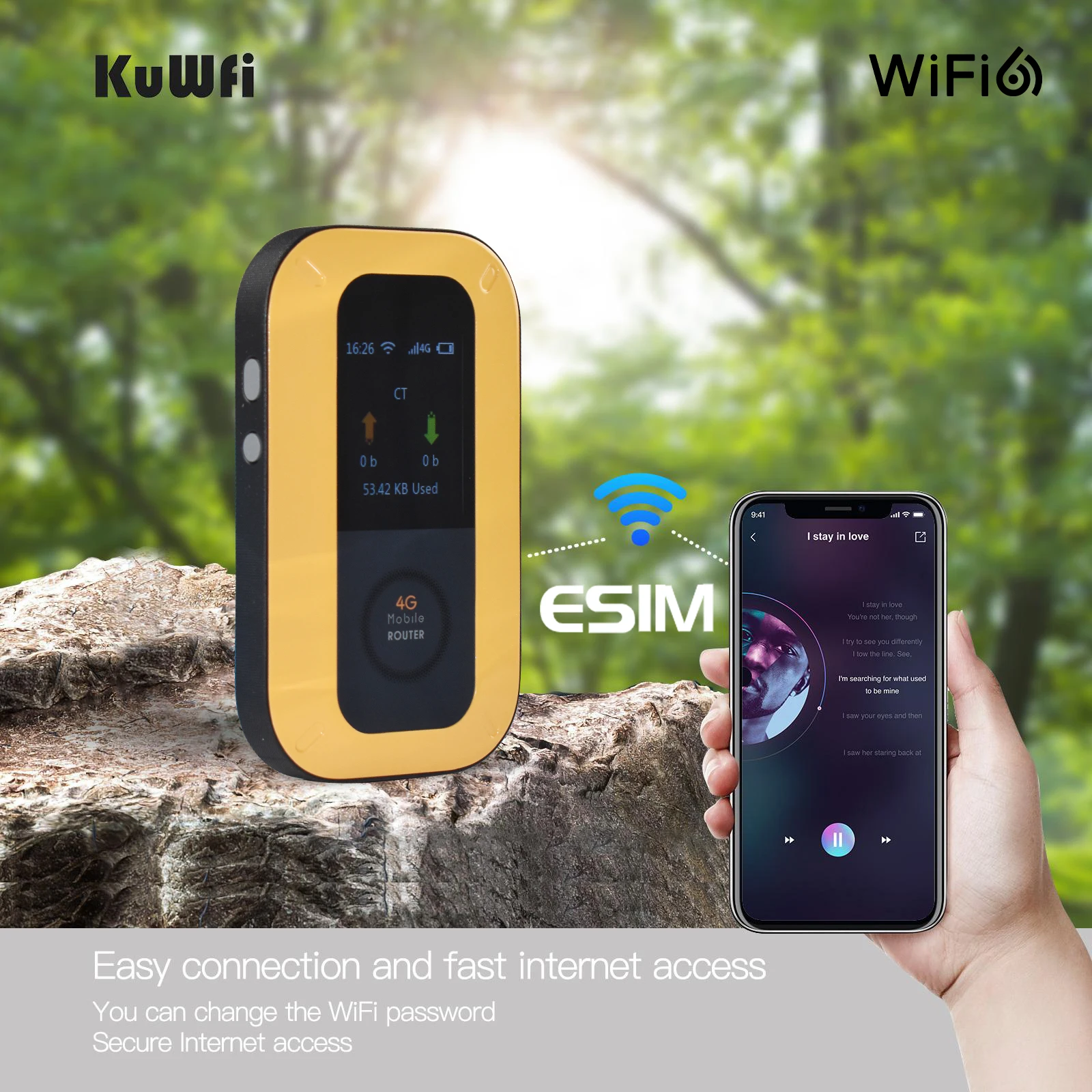 Dual sim KuWFi router 4g port forward unlocked mobile wifi hotspot 10 users eSim pocket wifi 4g lte for hiking