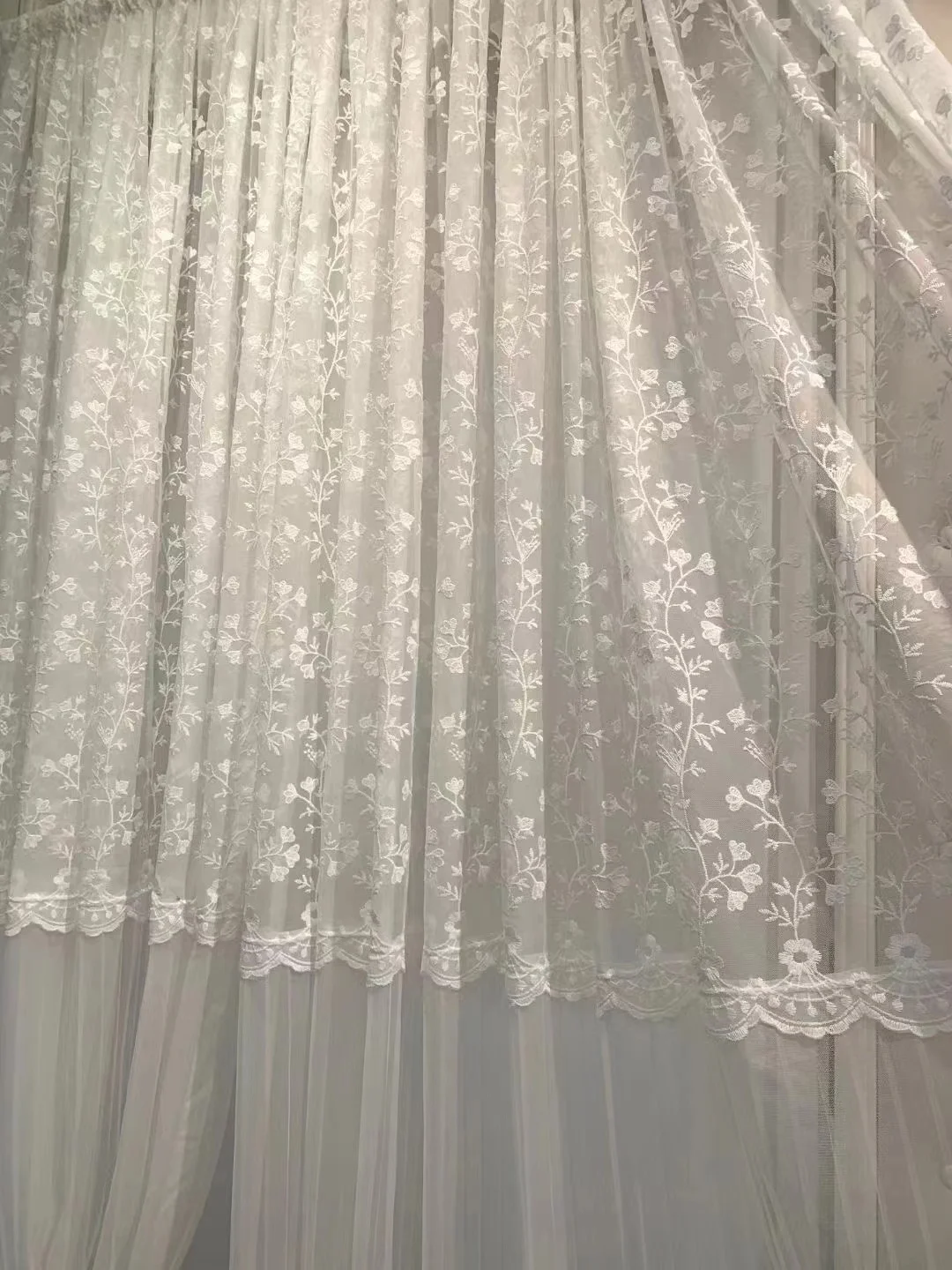 China factory wholesale home decorative living room embroidery sheer curtain with lace