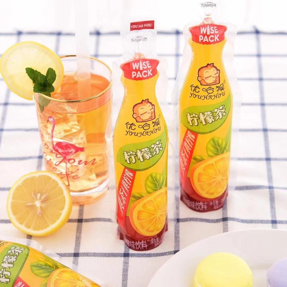 cheap liquid packaging soft drink, PET mylar bottle shaped juice pouch