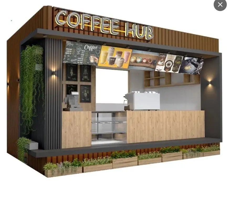 low cost design ideas small outdoor mobile beach prefabricated shopping concession food coffee container mall cart trailer kiosk