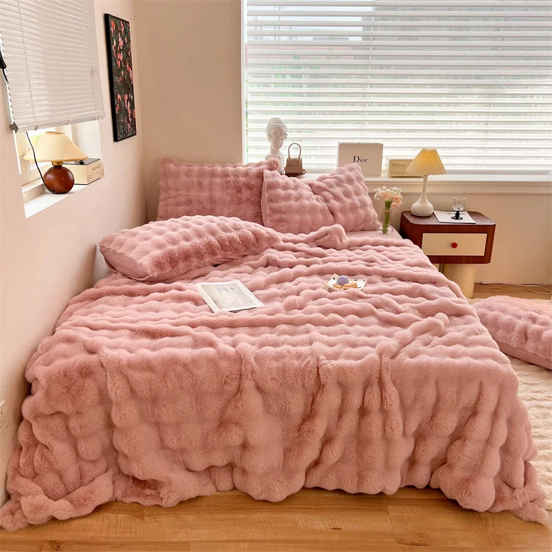 Light Luxury Rabbit Plush Blanket Sofa Leisure Fleece Blanket Autumn And Winter Thickened Warm Cover Nap Blanket