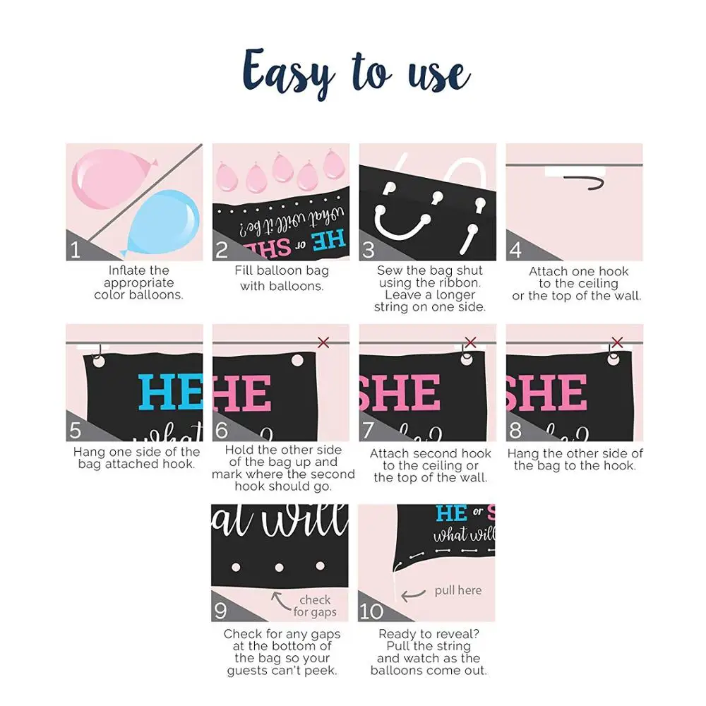 Gender Reveal Smoke Cannon Ideas Baby Shower Gender Reveal Balloon Drop Bag Gender Reveal Party Supplies