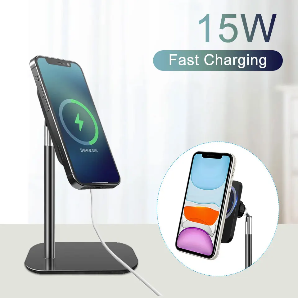 2022 Hot Selling 15W Fast Wireless charging Stand Desk Mobile Phone 3 in 1 Magnetic Wireless Charger