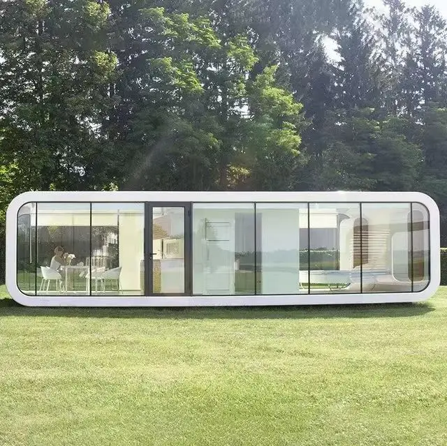 Apple Cabin 20Ft 40Ft Outdoor Modern Smart Prefab Tiny Capsule House Mobile Office Space Capsule House With Kitchen