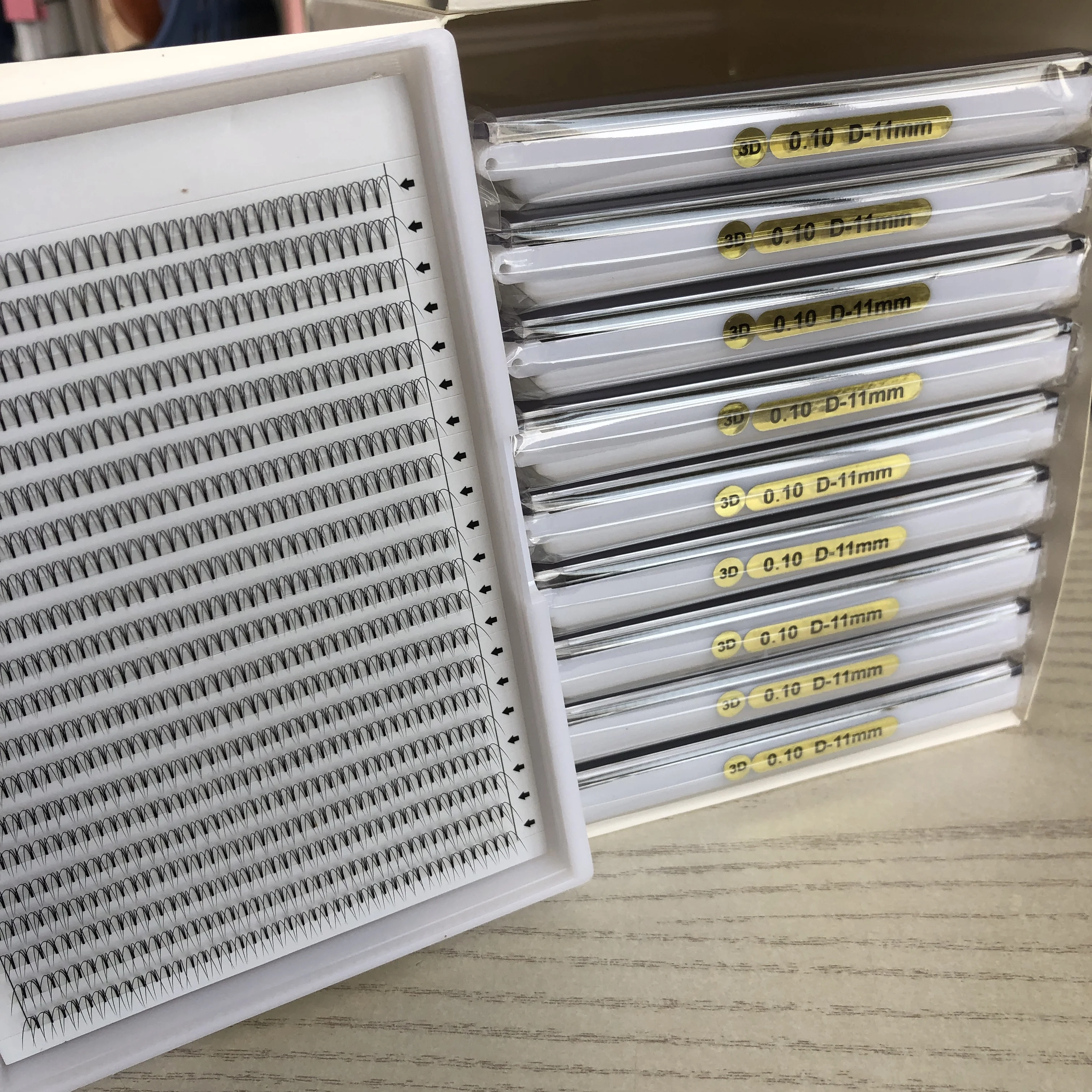 20 Rows XL Trays Eyelash Fans Ultra Dark Black Wholesale Premade Fans 0.07 0.10 Short Stem 3D 4D 5D Volume Lashes