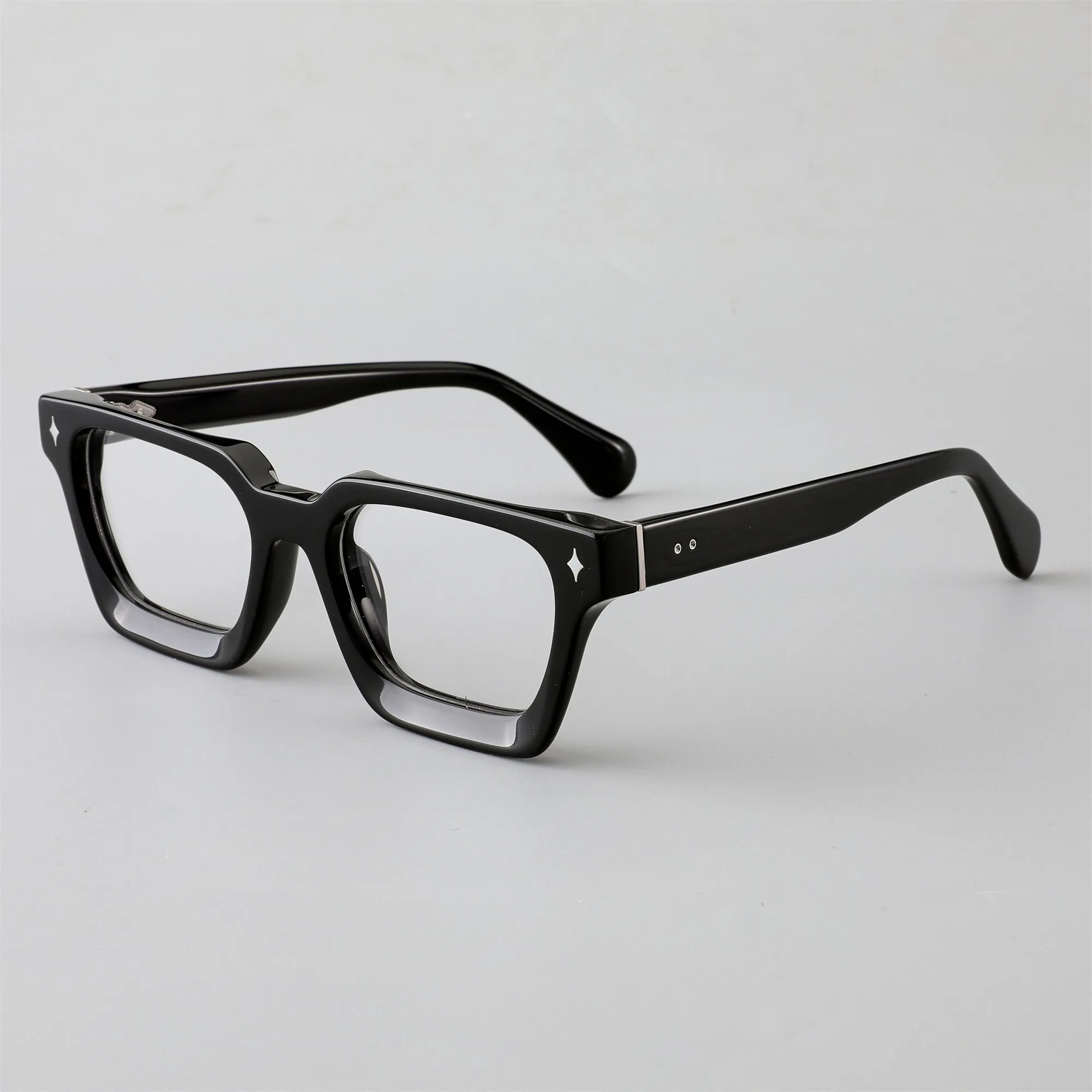 F3302 Vintage Square Glasses Frame Men Classic Candy Color Green Glasses Hand Made 8.0mm Acetate Eyeglasses For Male