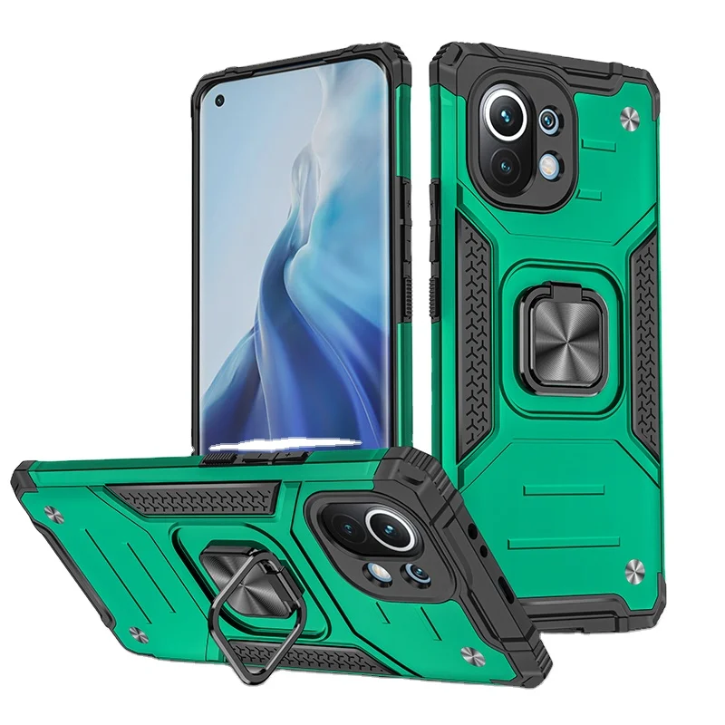 Leyi Stand Car Magnetic Mobile Phone Accessories Back Cover with Ring Holder Shockproof Case for Xiaomi MI 11 7 Days