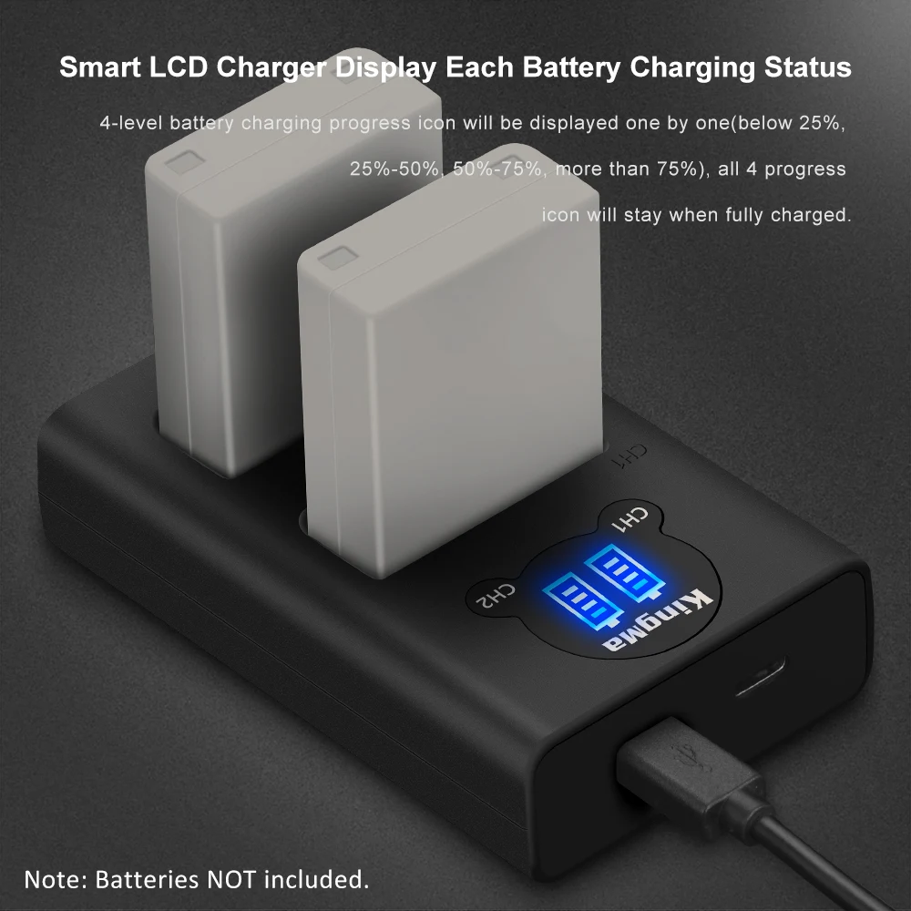 KingMa intelligent LCD display dual USB charger for Olympus BLN1 battery quick charger