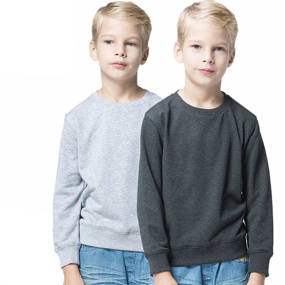 Осень-зима 2019 детская куртка для отдыха с логотипом на заказ хлопковые вязаные свитшоты без рисунка с круглым вырезом для детей