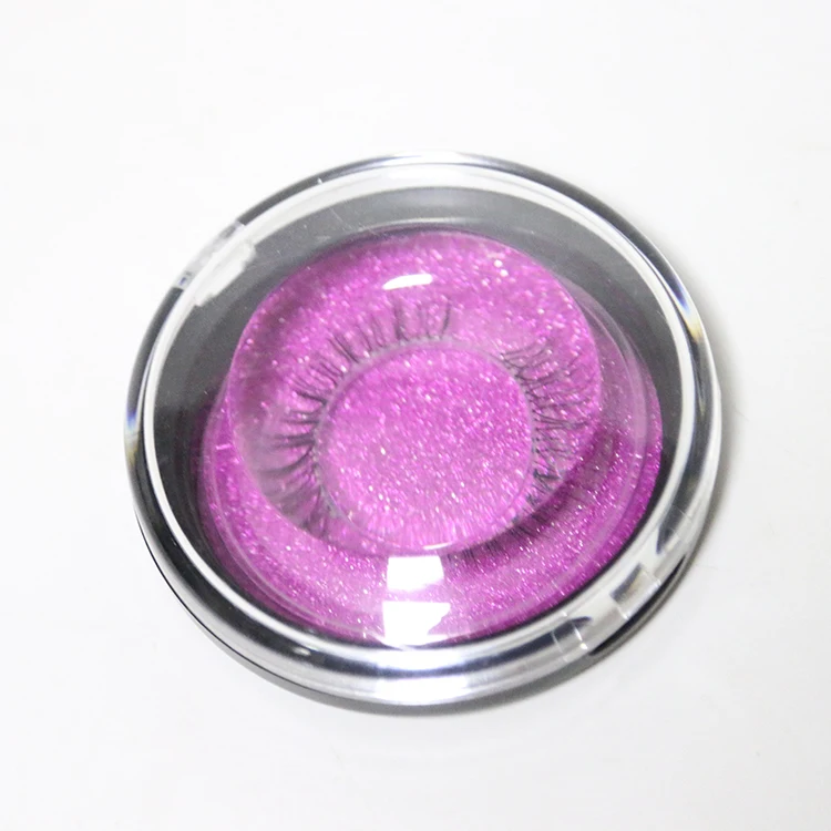 Crystal Round Lash Box Plastic Eyelash Case Clear Container Glitter Card Compact Powder Container