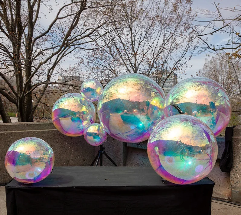 Floating Sphere Inflatable  Mirror Ball Outdoor Wedding Party Christmas Disco Decoration Iridescent Mirror Balloon for Event