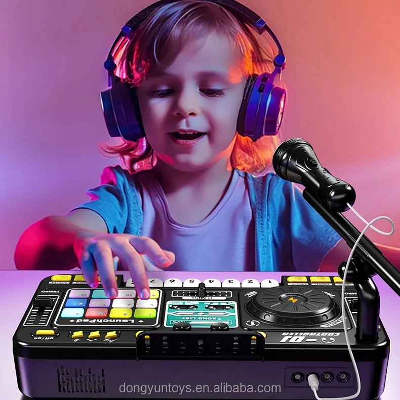 Kids STAR DJ Mixer with USB Microphone Musical Instrument bluetooth Connectable  DJ Music Table DJ Controller Music Toys