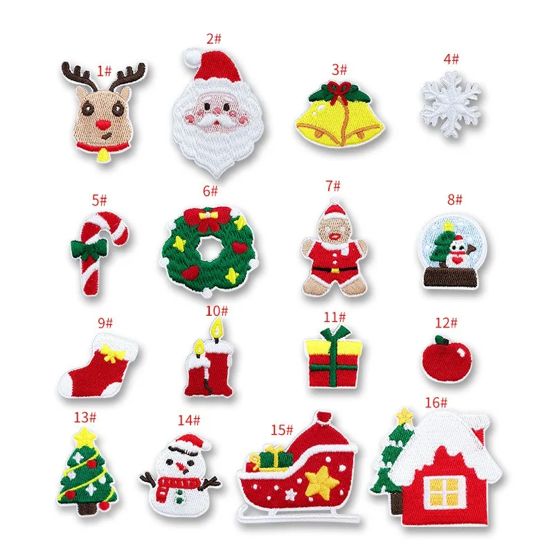 Christmas 3D Embroidered Cloth Ornaments Cute Heart Flower Shapes Lace Decoration Iron-On PVC Hat Use Leather Logos Patches