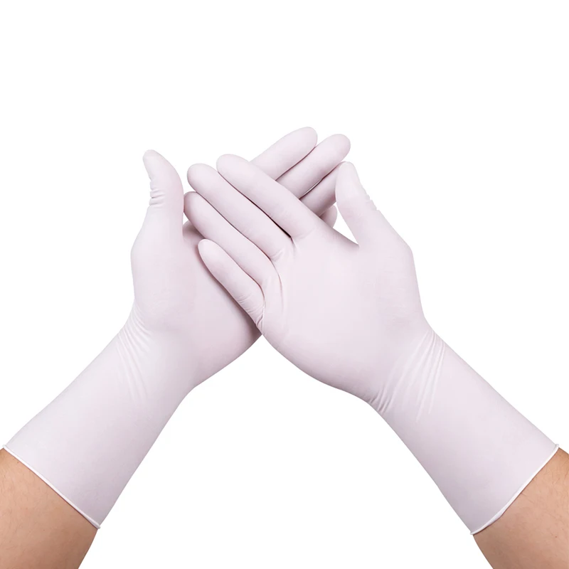 in stock white disposable household industrial medical food powder free safety nitrile white gloves