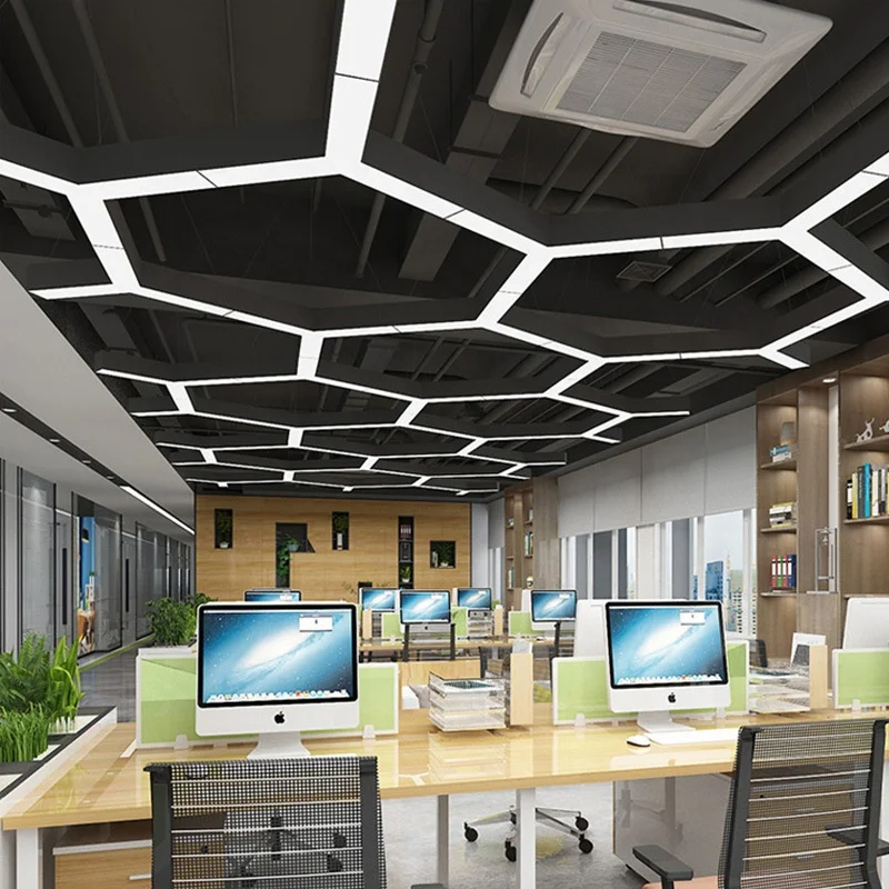 Chandelier Lifter Silver Modern Led Linear Lighting Chandeliers 6 Hexagonal Indoor LED Linear  Pendant Lights