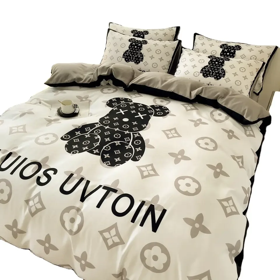 Brushed Cotton 4-in-1 Bedding Set White King Size Duvet Cover Bed Sheet Bedding Set