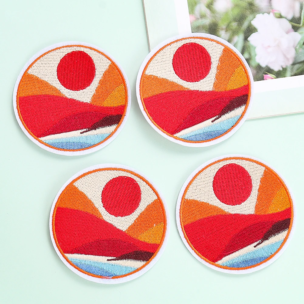Eastern sunrise sunset red sun back tape can be ironed clothing holes decorative patch sewing supplies
