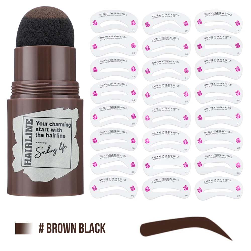 Waterproof One Step Brow Stamp Shaping Kit Eyebrow Enhancers Eyebrow Tint Lasting With 24 Reusable Eyebrow Stamp Stencil