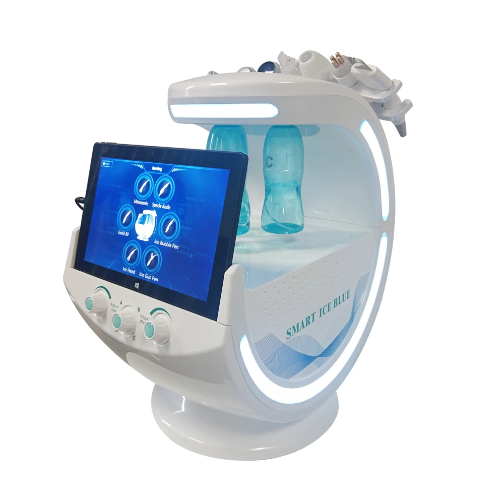  QTS Hydra Skin Care 7 in 1 Intelligent Ice RF Oxygen Jet Water Peeling oxygen microdermabrasion machine facial hydro