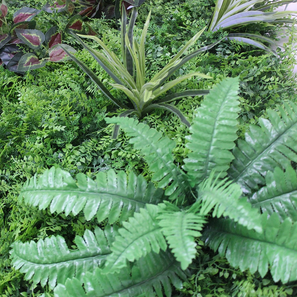 Mixed green plastic grass plants made artificial vegetal wall for indoor decoration