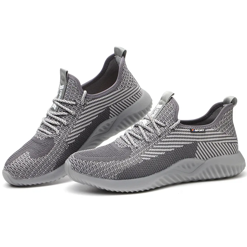 Summer Unisex Breathable Flying Woven comfortable men shoes Lightweight Non-slip Steel Toe Industrial Work Men Safety Shoes