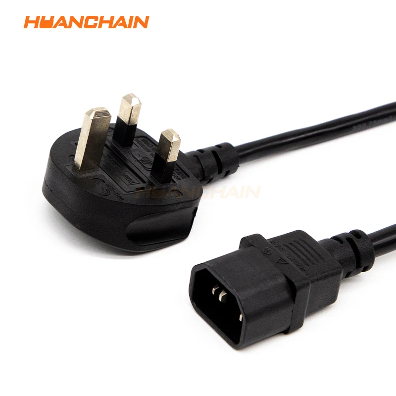 13A 250V 3 Prong  UK Plug to IEC C14 H05VV-F AC Power Cable Extension for Power Supply Indoor and Outdoor power extention cord