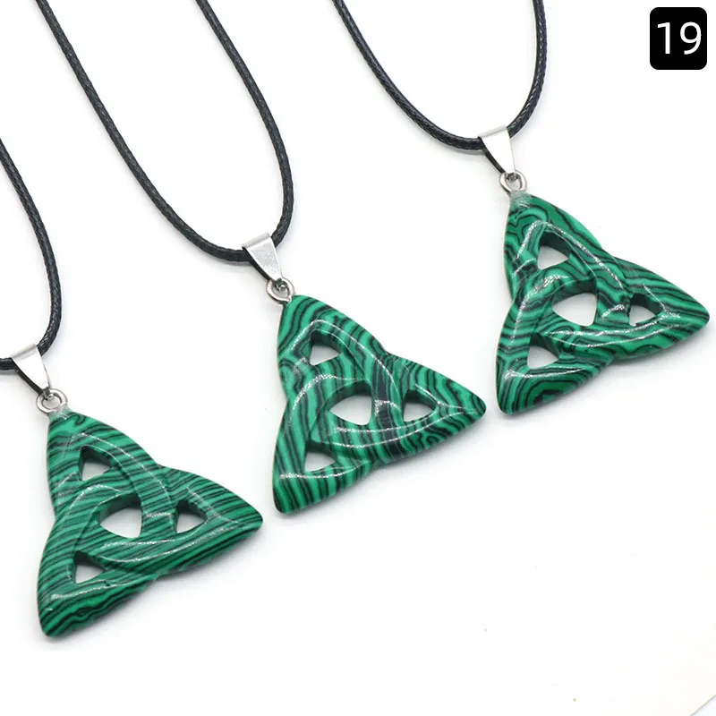 Promotion Hand Carved Irish Celtics Knot Natural White Agate Irish Knot Necklace Pendant Jewelry
