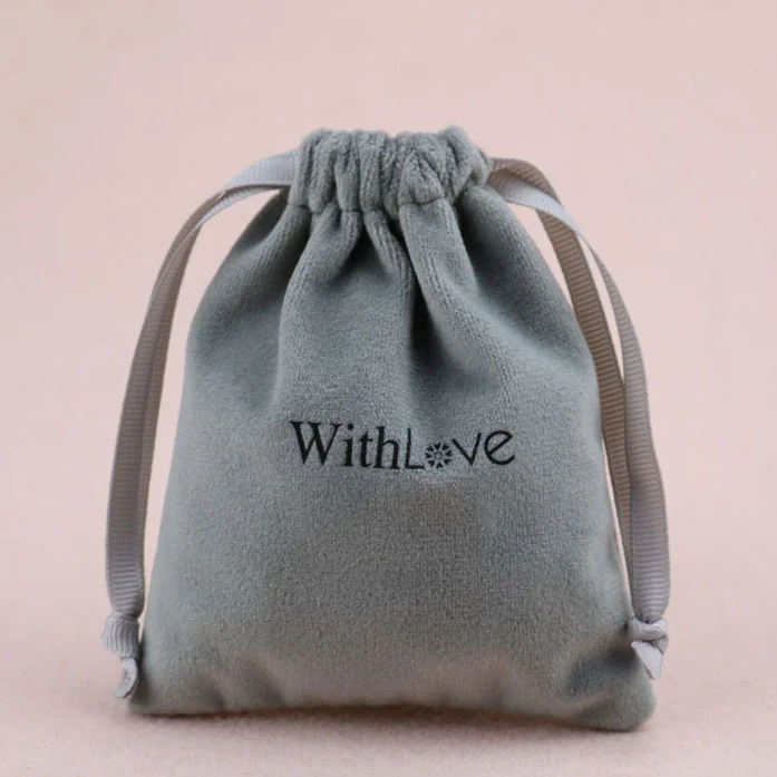 Custom Printed Small drawstring bag Promotional Velvet Jewelry Packaging Bag Luxury Gift Pouch Velvet Bag