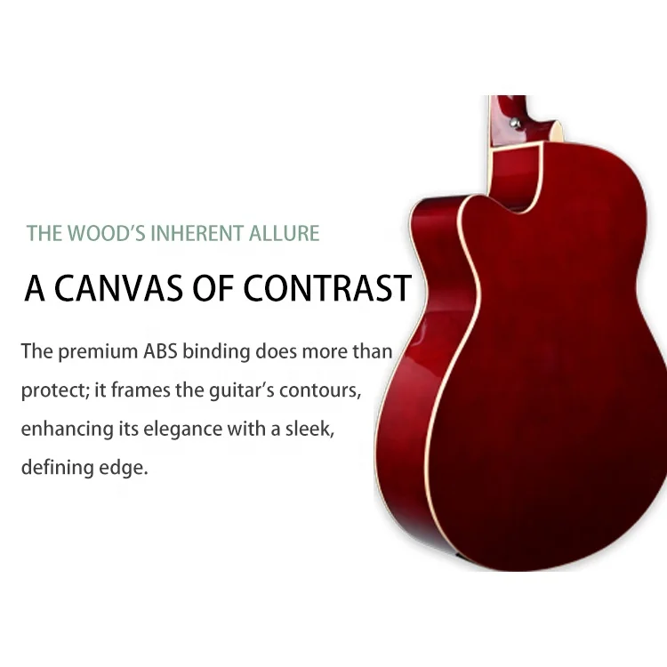 OEM 40 inch red beginner basswood linden wood plywood acoustic guitar with guitar pickup