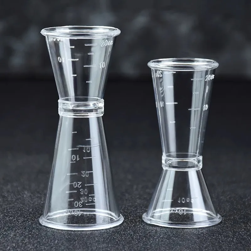 Wholesale double head Acrylic plastic bar wine double Cocktail Bar jigger measuring cups