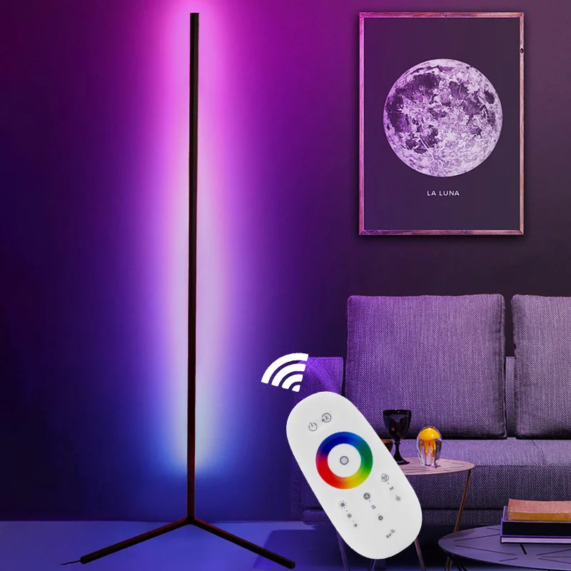 Современный напольный светильник RGB с регулируемой яркостью для спальни Минималистичная светодиодная напольная угловая лампа дистанционным управлением